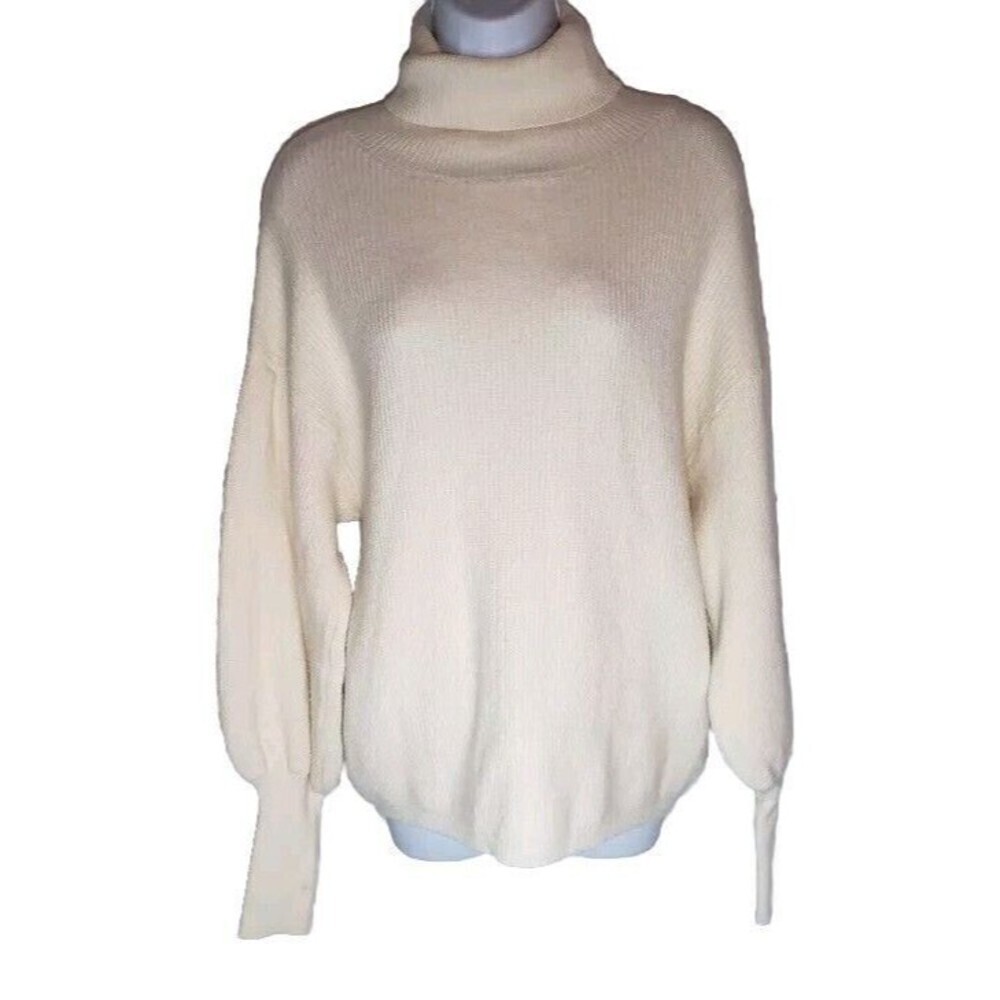 ANDTHEWHY Beige Turtleneck Sweater Size S/M; Dolman Sleeve; Stretch; Soft; Knit
